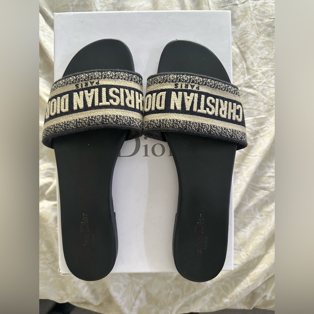 Dway Slide Deep Blue Embroidered Cotton Authentic